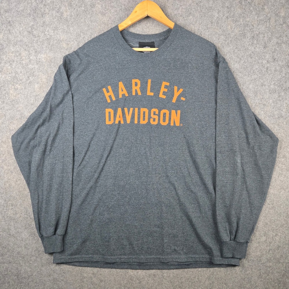 Harley Davidson Shirt Mens XL Gray Museum Milwaukee Long Sleeve Biker Logo